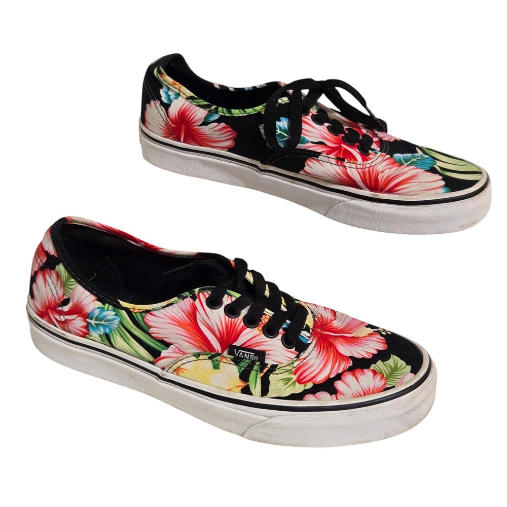 Vans Authentic Sneakers M 6.5 W 8 Tropical Hibiscus Hawaiian Floral Low Top 38.5